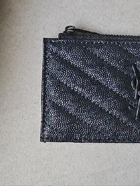 Black Quilted Leather Card Wallet with Logo